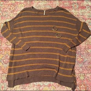 Free People Mustard Striped Sweater